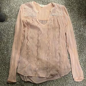Anthropologie store blouse. Tiny brand size medium. Long sleeve rose blouse .